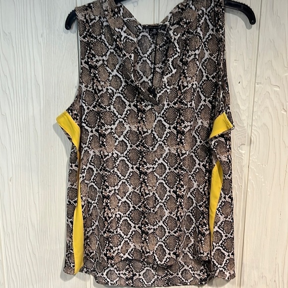 Alison Andrews Snakeskin Yellow Stripe Sleeveless Blouse XL - Picture 1 of 12
